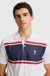 US Polo Assn. Men WHITE Regular Fit Polo Shirt Collar T-Shirt - Image 2