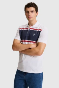US Polo Assn. Men WHITE Regular Fit Polo Shirt Collar T-Shirt - Image 3