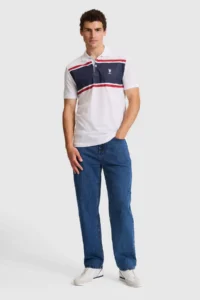 US Polo Assn. Men WHITE Regular Fit Polo Shirt Collar T-Shirt - Image 4