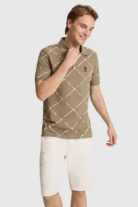 US Polo Assn. Men Khaki Regular Fit Polo Shirt Collar T-Shirt