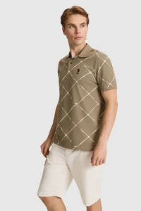 US Polo Assn. Men Khaki Regular Fit Polo Shirt Collar T-Shirt - Image 3