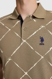 US Polo Assn. Men Khaki Regular Fit Polo Shirt Collar T-Shirt - Image 6