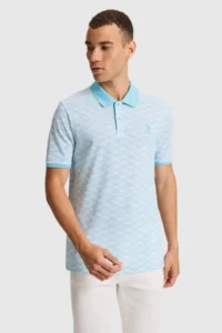 US Polo Assn. Men Aqua Regular Fit Polo Shirt Collar T-Shirt