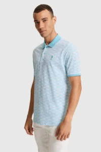 US Polo Assn. Men Aqua Regular Fit Polo Shirt Collar T-Shirt - Image 3