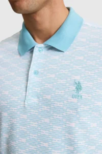 US Polo Assn. Men Aqua Regular Fit Polo Shirt Collar T-Shirt - Image 6