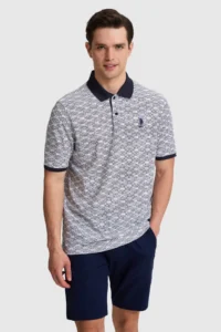 US Polo Assn. Men NAVY BLUE Regular Fit Polo Shirt Collar T-Shirt