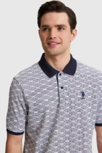 US Polo Assn. Men NAVY BLUE Regular Fit Polo Shirt Collar T-Shirt - Image 2