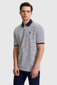 US Polo Assn. Men NAVY BLUE Regular Fit Polo Shirt Collar T-Shirt - Image 3