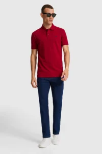 US Polo Assn. Men Burgundy Regular Fit Polo Shirt Collar Basic T-Shirt - Image 4