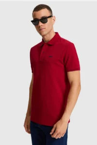 US Polo Assn. Men Burgundy Regular Fit Polo Shirt Collar Basic T-Shirt - Image 5