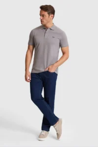 US Polo Assn. Men Gray Regular Fit Polo Shirt Collar Basic T-Shirt - Image 4