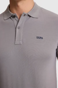 US Polo Assn. Men Gray Regular Fit Polo Shirt Collar Basic T-Shirt - Image 6