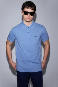 US Polo Assn. Men Indigo Regular Fit Polo Shirt Collar Basic T-Shirt