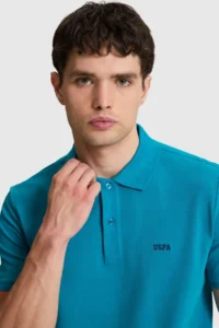 US Polo Assn. Men Petrol Regular Fit Polo Shirt Collar Basic T-Shirt - Image 2