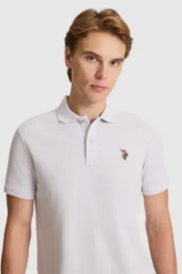 US Polo Assn. Men Light Gray Regular Fit Polo Shirt Collar Basic T-Shirt - Image 2