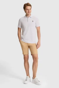 US Polo Assn. Men Light Gray Regular Fit Polo Shirt Collar Basic T-Shirt - Image 4