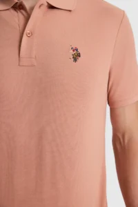 US Polo Assn. Men Powder PINK Regular Fit Polo Shirt Collar Basic T-Shirt - Image 6