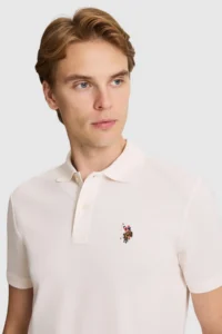 US Polo Assn. Men Cream Regular Fit Polo Shirt Collar Basic T-Shirt - Image 2