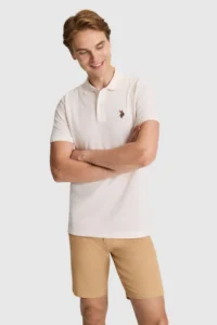 US Polo Assn. Men Cream Regular Fit Polo Shirt Collar Basic T-Shirt - Image 3