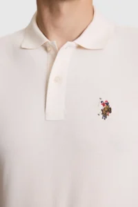 US Polo Assn. Men Cream Regular Fit Polo Shirt Collar Basic T-Shirt - Image 6