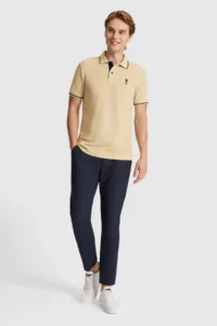 US Polo Assn. Men Beige slim Fit Polo Shirt Collar Basic T-Shirt - Image 4