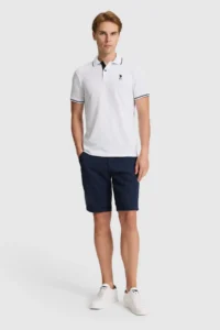 US Polo Assn. Men WHITE slim Fit Polo Shirt Collar Basic T-Shirt - Image 4