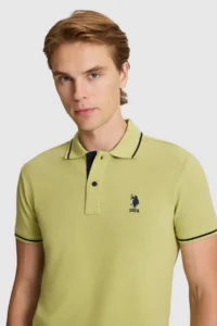 US Polo Assn. Men Green slim Fit Polo Shirt Collar Basic T-Shirt - Image 2