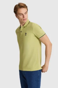 US Polo Assn. Men Green slim Fit Polo Shirt Collar Basic T-Shirt - Image 3