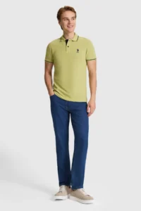 US Polo Assn. Men Green slim Fit Polo Shirt Collar Basic T-Shirt - Image 4