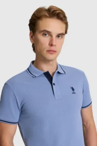 US Polo Assn. Men Indigo slim Fit Polo Shirt Collar Basic T-Shirt - Image 2