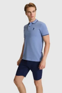 US Polo Assn. Men Indigo slim Fit Polo Shirt Collar Basic T-Shirt - Image 3