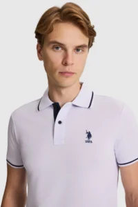 US Polo Assn. Men Lilac slim Fit Polo Shirt Collar Basic T-Shirt - Image 2
