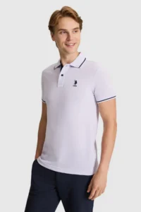 US Polo Assn. Men Lilac slim Fit Polo Shirt Collar Basic T-Shirt - Image 3