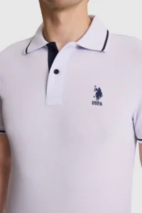 US Polo Assn. Men Lilac slim Fit Polo Shirt Collar Basic T-Shirt - Image 6