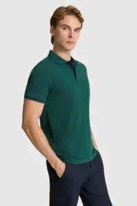 US Polo Assn. Men dark Green slim Fit Polo Shirt Collar Basic T-Shirt - Image 3