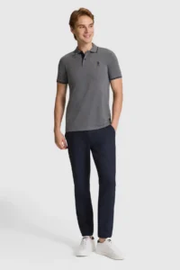 US Polo Assn. Men Anthracite Melange slim Fit Polo Shirt Collar Basic T-Shirt - Image 4