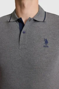 US Polo Assn. Men Anthracite Melange slim Fit Polo Shirt Collar Basic T-Shirt - Image 6