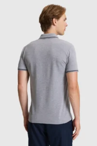 US Polo Assn. Men Gray Melange slim Fit Polo Shirt Collar Basic T-Shirt - Image 5