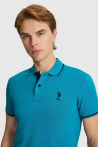 US Polo Assn. Men Petrol slim Fit Polo Shirt Collar Basic T-Shirt - Image 2