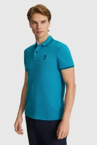 US Polo Assn. Men Petrol slim Fit Polo Shirt Collar Basic T-Shirt - Image 3
