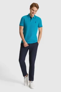 US Polo Assn. Men Petrol slim Fit Polo Shirt Collar Basic T-Shirt - Image 4