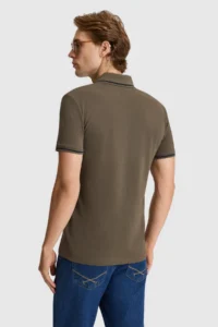 US Polo Assn. Men Dark Khaki slim Fit Polo Shirt Collar Basic T-Shirt - Image 5