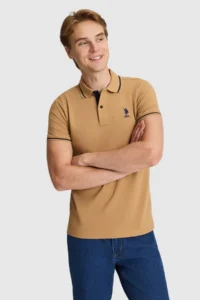 US Polo Assn. Men Coconut slim Fit Polo Shirt Collar Basic T-Shirt
