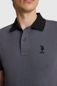 US Polo Assn. Men Anthracite Regular Fit Polo Shirt Collar Basic T-Shirt - Image 6