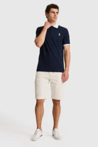 US Polo Assn. Men NAVY BLUE Regular Fit Polo Shirt Collar Basic T-Shirt - Image 4