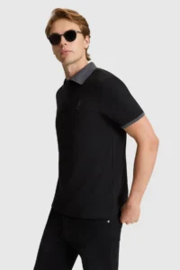 US Polo Assn. Men Black Regular Fit Polo Shirt Collar Basic T-Shirt - Image 3