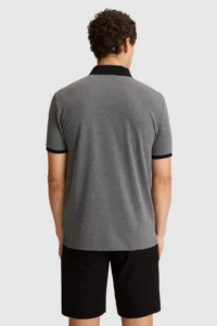 US Polo Assn. Men Anthracite Melange Regular Fit Polo Shirt Collar Basic T-Shirt - Image 5