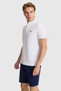 US Polo Assn. Men WHITE Regular Fit MANDARIN Collar Basic T-Shirt - Image 3