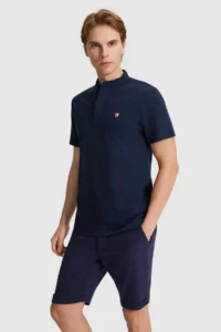 US Polo Assn. Men NAVY BLUE Regular Fit MANDARIN Collar Basic T-Shirt