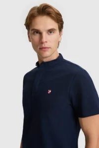 US Polo Assn. Men NAVY BLUE Regular Fit MANDARIN Collar Basic T-Shirt - Image 2